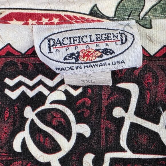 Pacific Legend Hawaiian Shirt Mens 3XL Surfboard Petroglyphs Tropical Resortwear - Picture 3 of 10